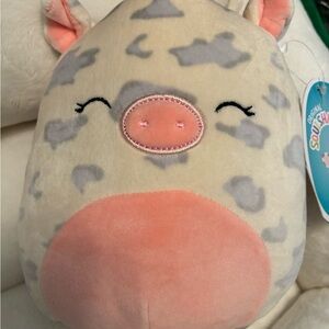 Squishmallows Cream and Gray Cow Plush